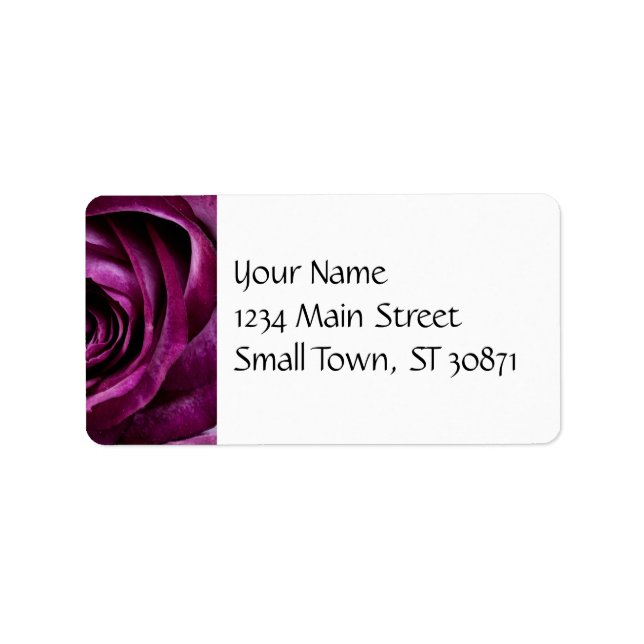 Beautiful Purple Rose Flower Petals Girly Gifts Label (Front)