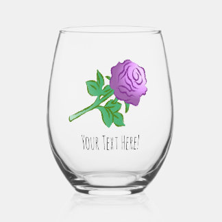 Beautiful Purple Rose Mother's Day Stemless Wine Glass