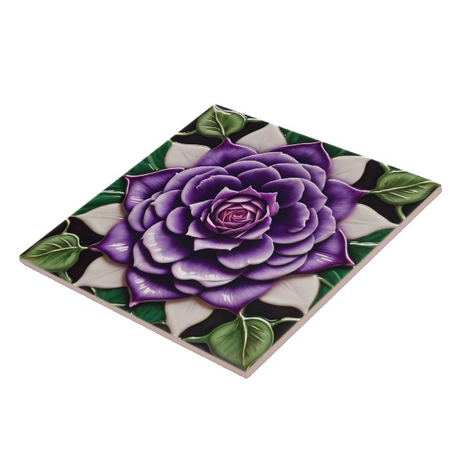 Beautiful Purple Roses Trendy Collection Tile (Side)