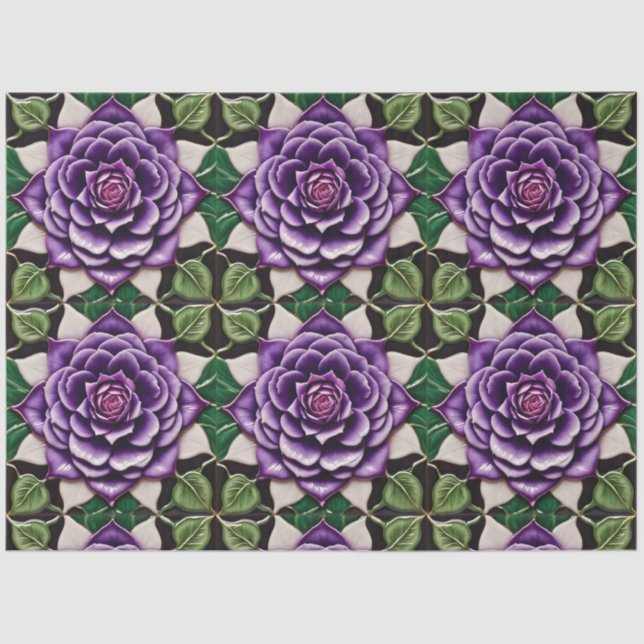 Beautiful Purple Roses Trendy Collection Tissue Paper (Front)
