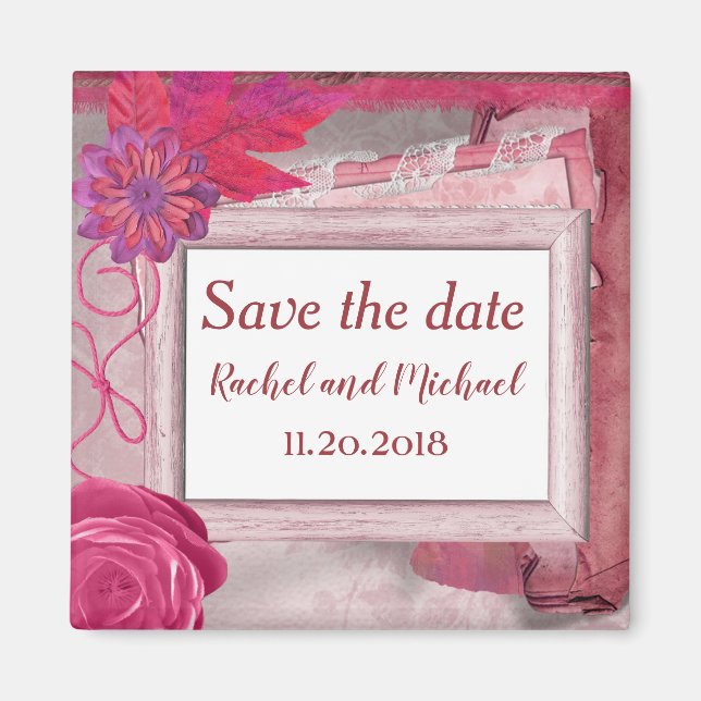 Beautiful Purple rustic save the date Magnet (Front)
