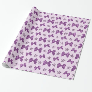 Beautiful Purple Satin Bows Wrapping Paper