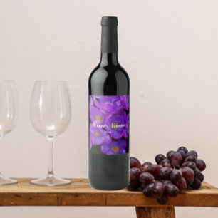 Beautiful Purple Spring Crocus Floral Wine Label