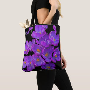Beautiful Purple Spring Crocuses Floral Tote Bag