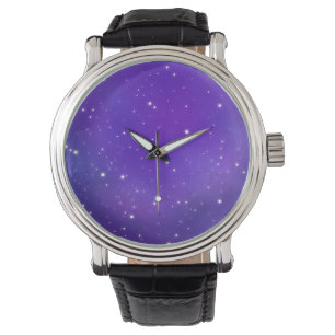 Beautiful Purple Starry Sky Galaxy Art Watch