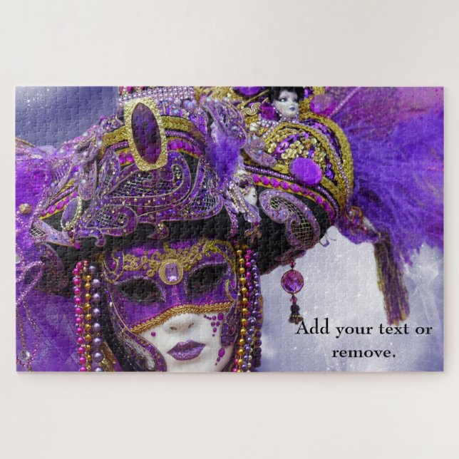 Beautiful Purple Venice Festival Mask from Italy, Jigsaw Puzzle (Horizontal)