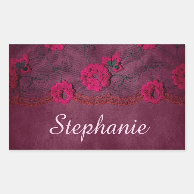 Beautiful purple Victorian Lace Rectangular Sticker (Front)