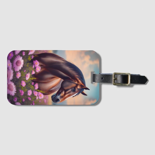 Beautiful Quarter Horse with flowers Luggage Tag (Front Horizontal)