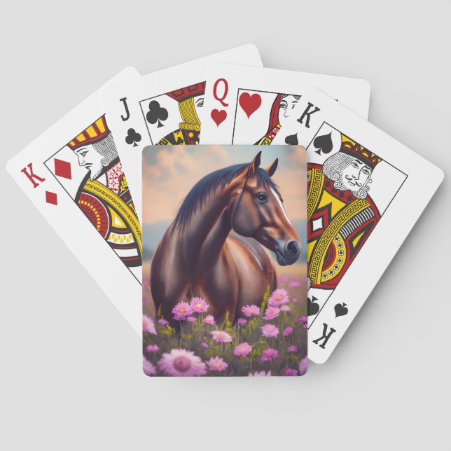 Beautiful Quarter Horse with flowers Playing Cards (Back)