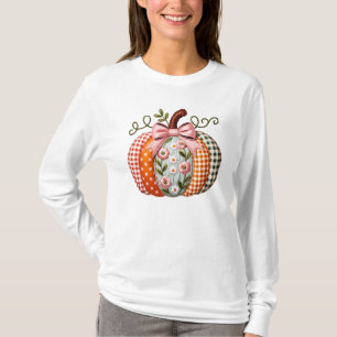 Beautiful Quilted Patchwork Patterned Pumpkin T-Shirt