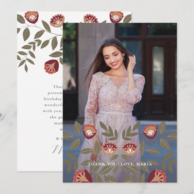 Beautiful Quinceanera Fiesta Thank You Photo Invitation (Front/Back)