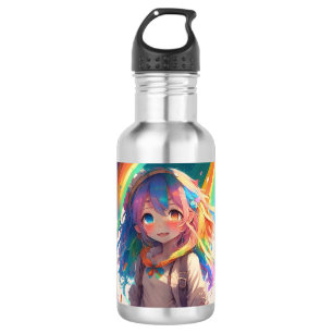 Beautiful Rainbow Anime Girl 532 Ml Water Bottle