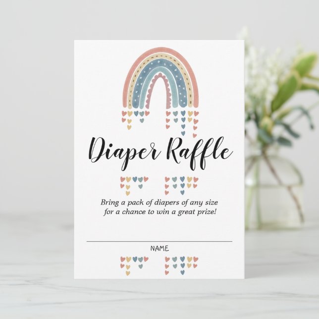 Beautiful Rainbow Baby Shower Diaper Raffle Card (Standing Front)