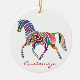 Beautiful Rainbow Color Horse Thunder_Cove Ceramic Tree Decoration