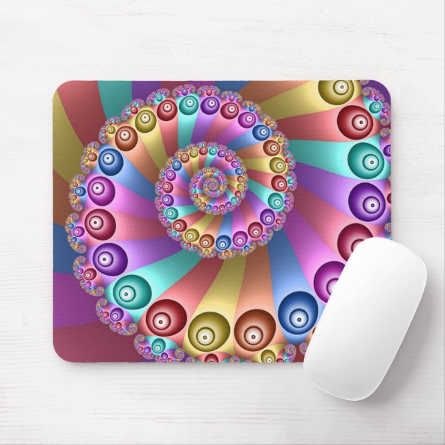 Beautiful Rainbow Colors Abstract Fractal Art Mouse Mat (With Mouse)