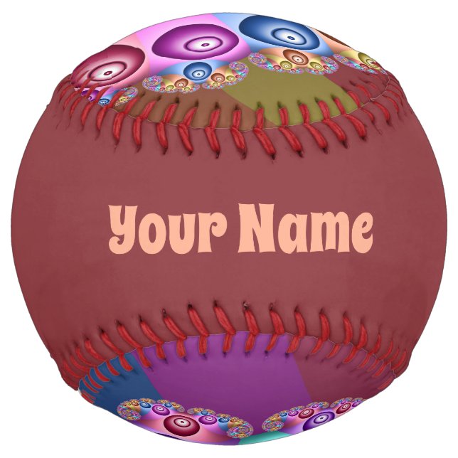 Beautiful Rainbow Colors Abstract Fractal Art Name Softball (Front)