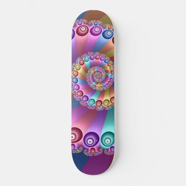 Beautiful Rainbow Colors Abstract Fractal Art Skateboard (Front)