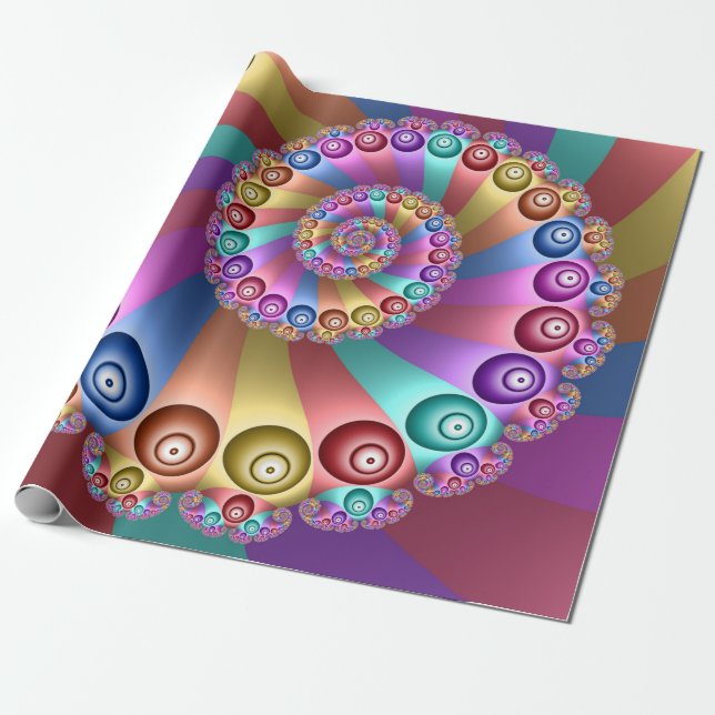 Beautiful Rainbow Colors Abstract Fractal Art Wrapping Paper (Unrolled)