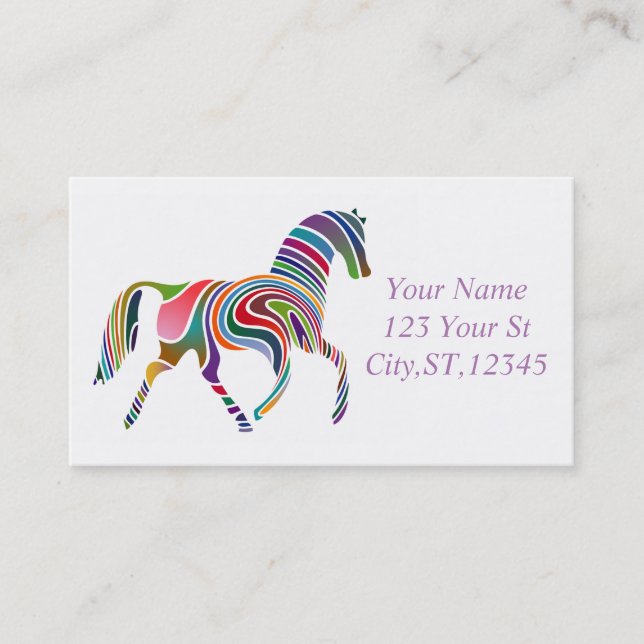 Beautiful Rainbow Colour Horse Thunder_Cove Business Card (Front)