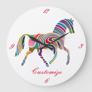 Beautiful Rainbow Colour Horse Thunder_Cove Large Clock