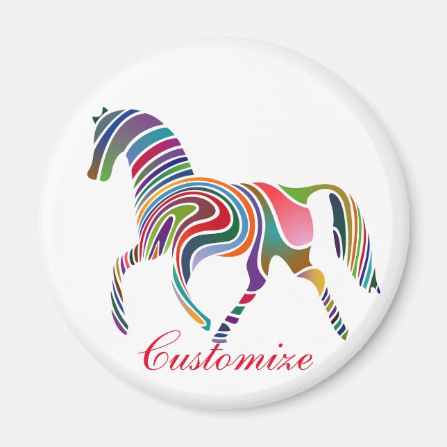 Beautiful Rainbow Colour Horse Thunder_Cove Magnet (Front)