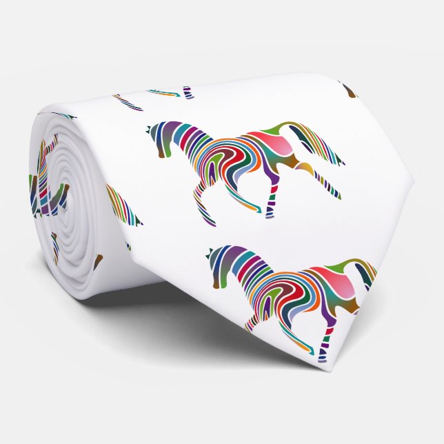 Beautiful Rainbow Colour Horse Thunder_Cove Tie (Rolled)