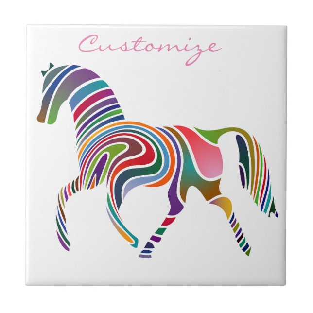Beautiful Rainbow Colour Horse Thunder_Cove Tile (Front)