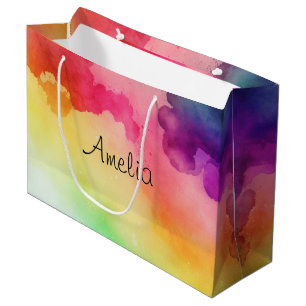 Beautiful Rainbow Colours Abstract Design Large Gift Bag