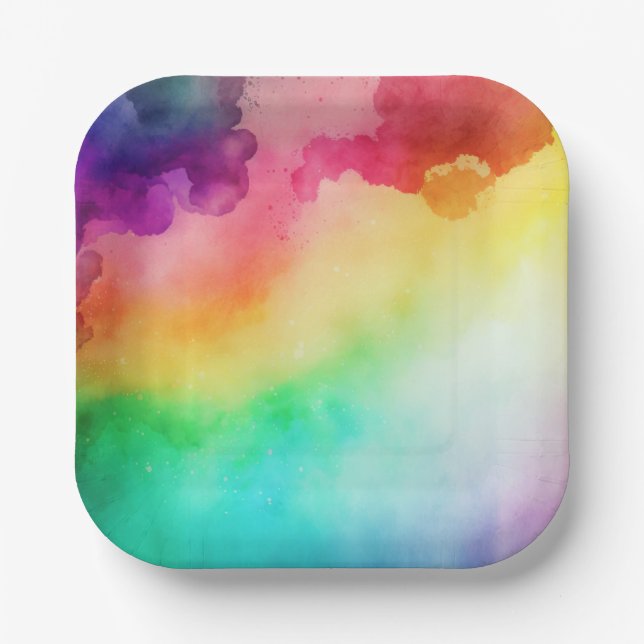 Beautiful Rainbow Colours Abstract Design Paper Plate (Front)