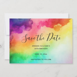 Beautiful Rainbow Colours Abstract Design Save The Date