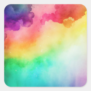 Beautiful Rainbow Colours Abstract Design Square Sticker