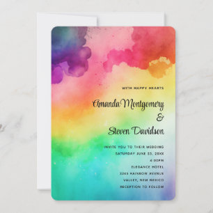 Beautiful Rainbow Colours Abstract Design Wedding Invitation