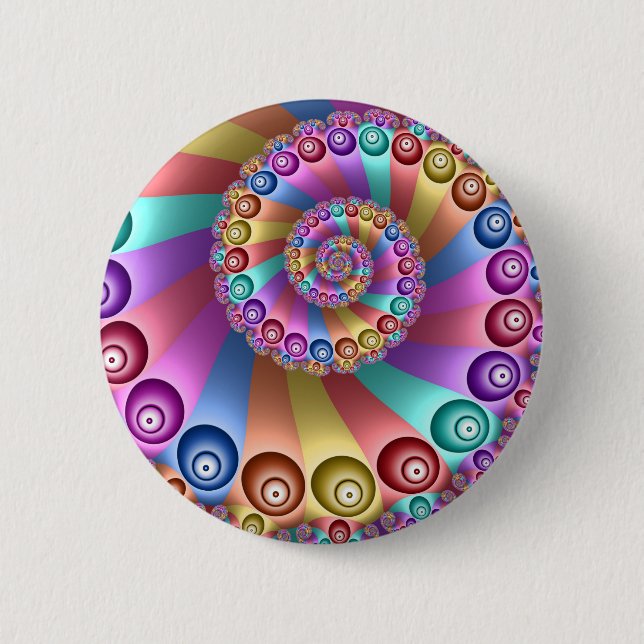 Beautiful Rainbow Colours Abstract Fractal Art 6 Cm Round Badge (Front)