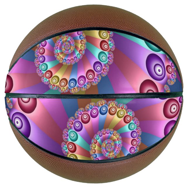 Beautiful Rainbow Colours Abstract Fractal Art Basketball (Front)
