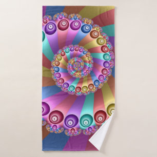 Beautiful Rainbow Colours Abstract Fractal Art Bath Towel