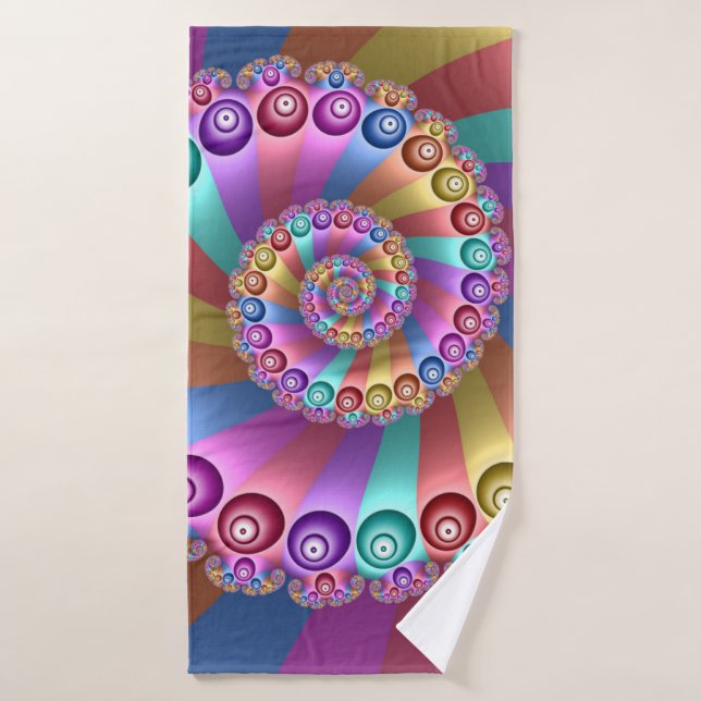 Beautiful Rainbow Colours Abstract Fractal Art Bath Towel (Bath Towel)