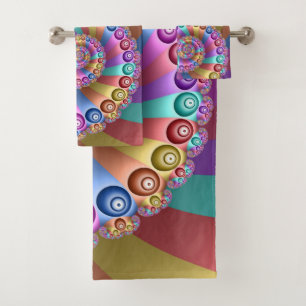 Beautiful Rainbow Colours Abstract Fractal Art Bath Towel Set