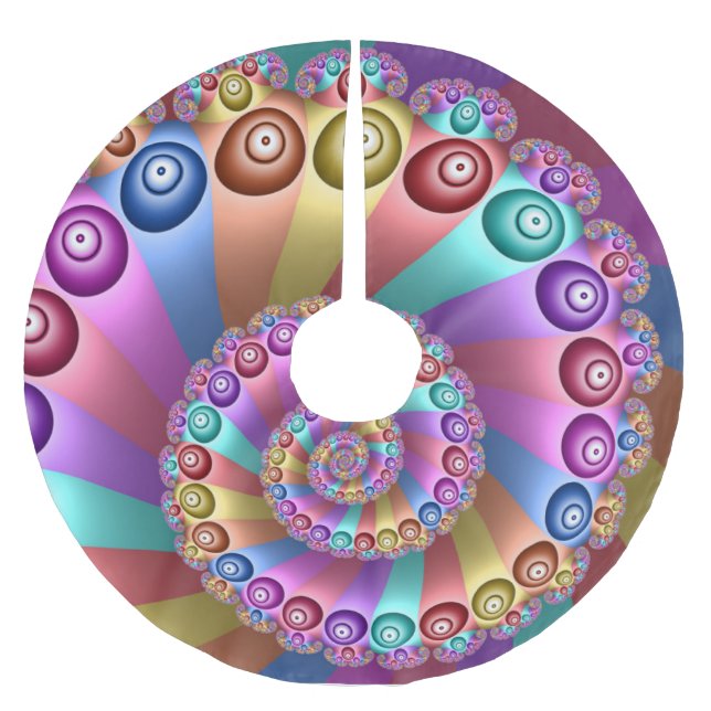 Beautiful Rainbow Colours Abstract Fractal Art Brushed Polyester Tree Skirt (Front)