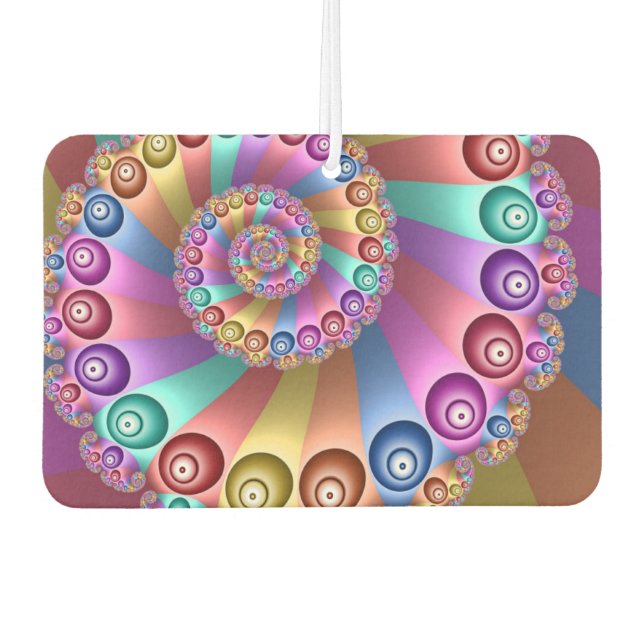 Beautiful Rainbow Colours Abstract Fractal Art Car Air Freshener (Front)
