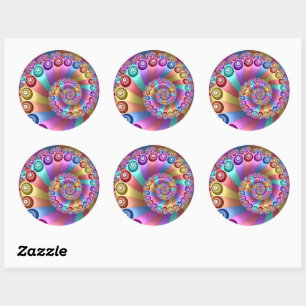 Beautiful Rainbow Colours Abstract Fractal Art Classic Round Sticker
