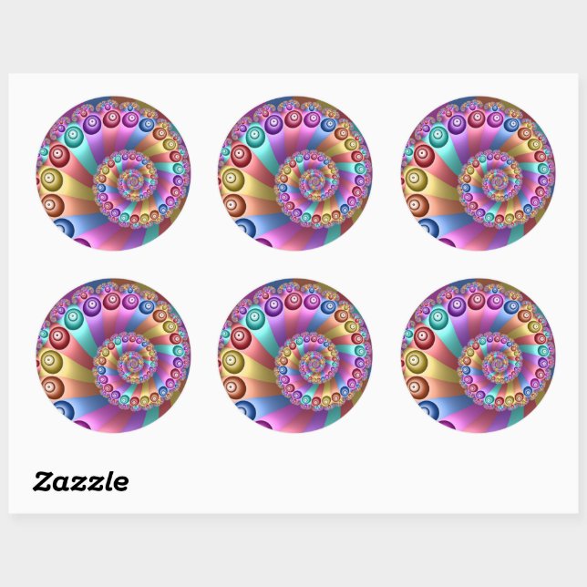 Beautiful Rainbow Colours Abstract Fractal Art Classic Round Sticker (Sheet)