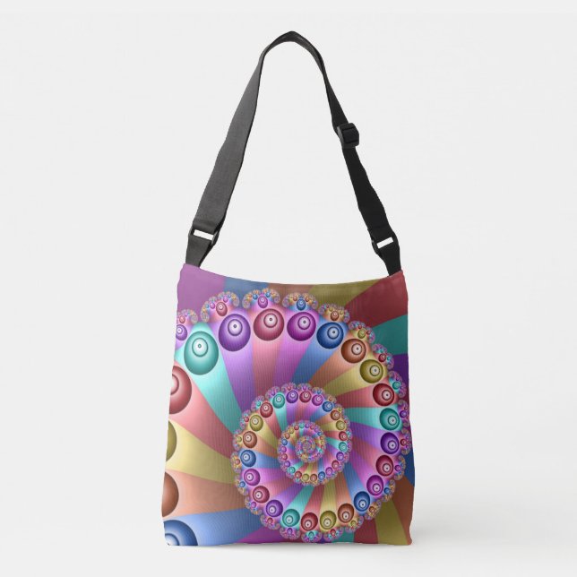 Beautiful Rainbow Colours Abstract Fractal Art Crossbody Bag (Front)