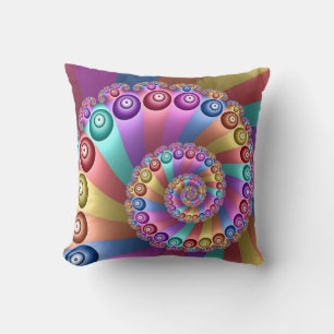 Beautiful Rainbow Colours Abstract Fractal Art Cushion