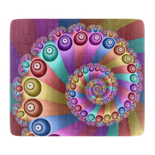 Beautiful Rainbow Colours Abstract Fractal Art Cutting Board (Front)