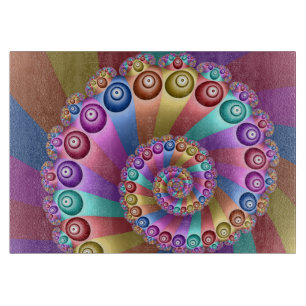 Beautiful Rainbow Colours Abstract Fractal Art Cutting Board