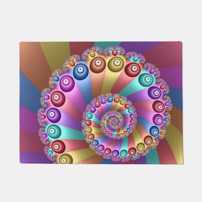 Beautiful Rainbow Colours Abstract Fractal Art Doormat (Front)