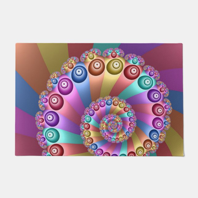 Beautiful Rainbow Colours Abstract Fractal Art Doormat (Front)