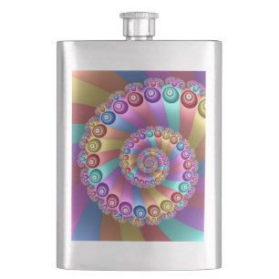 Beautiful Rainbow Colours Abstract Fractal Art Hip Flask