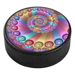 Beautiful Rainbow Colours Abstract Fractal Art Hockey Puck