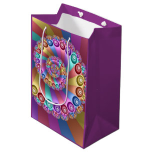 Beautiful Rainbow Colours Abstract Fractal Art Medium Gift Bag